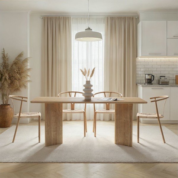Étkezőasztal tölgyfa dekorral 90x180 cm Linza – Kalune Design-image-1
