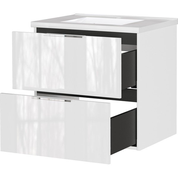 Fehér fényes fali mosdó alatti szekrény 61x61 cm Celano – Germania-image-3