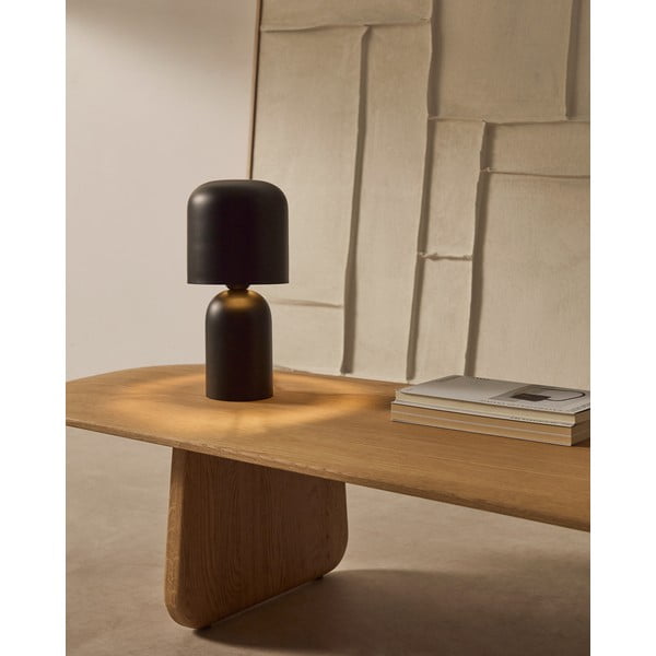 Fekete asztali lámpa fém búrával (magasság 28 cm) Monze – Kave Home-image-1