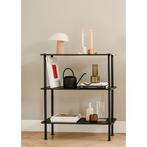 Fekete polcos állvány tölgyfa dekorral 80x54,5x35 cm Teidi – noo.ma-image-3