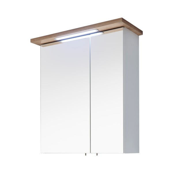 Fehér függő fürdőszoba szekrény tükörrel 60x72 cm Set 923 - Pelipal-image-2