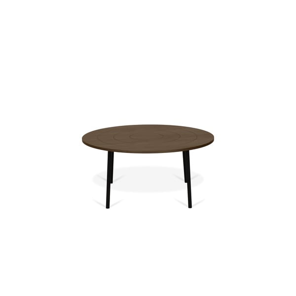 Dohányzóasztal diófa dekoros asztallappal és fekete lábakkal ø 80 cm Ply - TemaHome