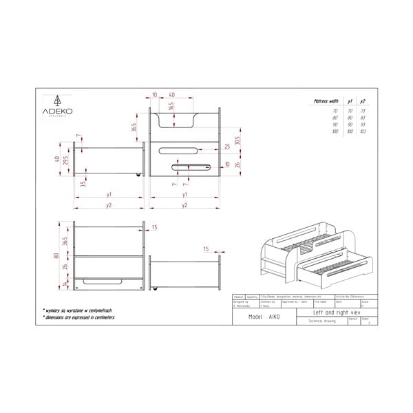 Natúr színű gyerekágy kihúzható pótággyal 80x200 cm AIKO – Adeko-image-3