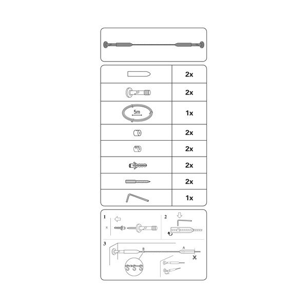 Függönytartó feszítőkötél készlet Race – Gardinia-image-2