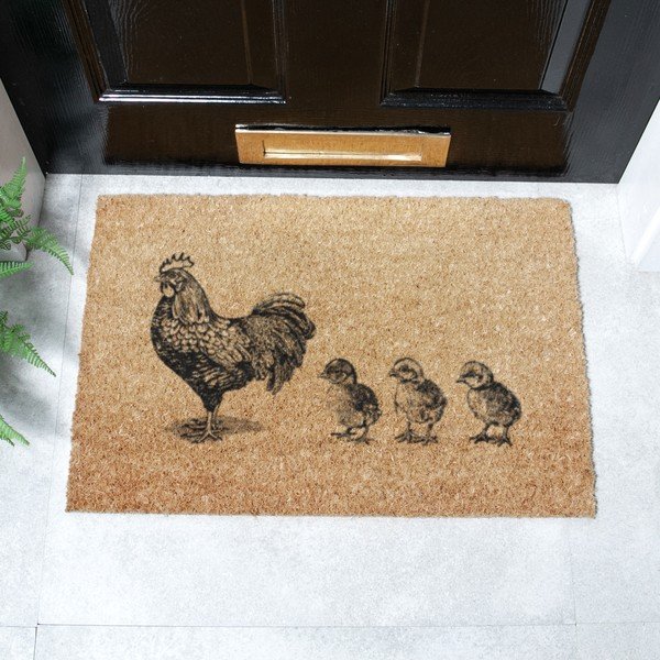 Kókuszrost lábtörlő 40x60 cm Chickens and Chicks – Artsy Doormats-image-2