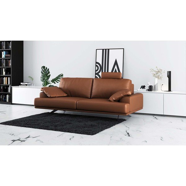 Konyakbarna bőr kanapé 220 cm Prado – MESONICA-image-1