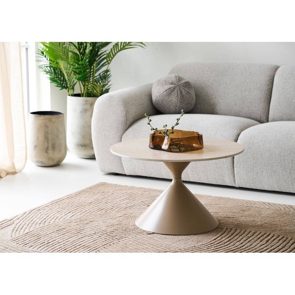 Bézs kerek dohányzóasztal kerámia asztallappal ø 70 cm Annecy – House Nordic-image-1