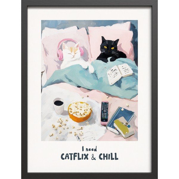 Nyomtatott keretezett kép 30x40 cm Catflix – Styler
