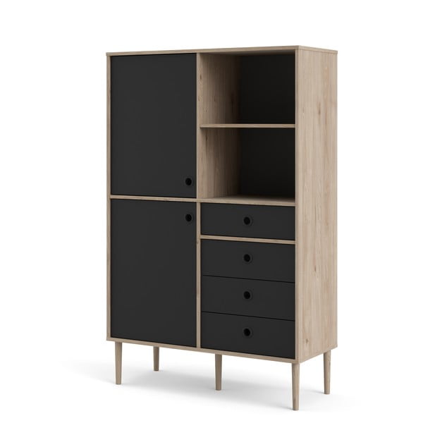 Rome fekete könyvvespolc tölgyfa dekoros kerettel, 99 x 154 cm - Tvilum-image-2