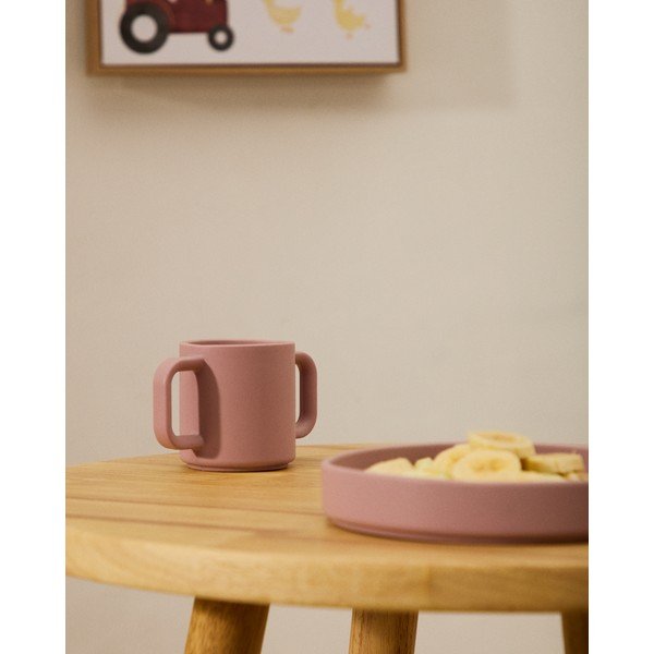 Világos rózsaszín-türkiz szilikon gyerek bögre szett 2 db-os Lili – Kave Home-image-3