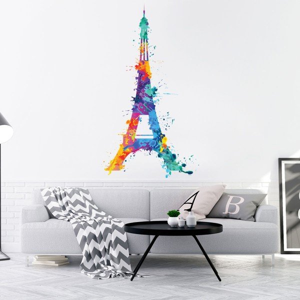 Wall Decal Eiffel Tower Design Watercolor falmatrica, 105 x 60 cm - Ambiance-image-1