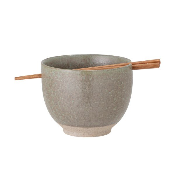 Masami szürke agyagkerámia tálka evőpálcikákkal, ø 13 cm - Bloomingville-image-3