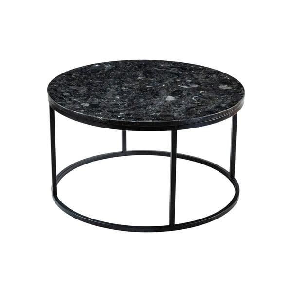 Black Crystal fekete gránit dohányzóasztal, ⌀ 85 cm - RGE