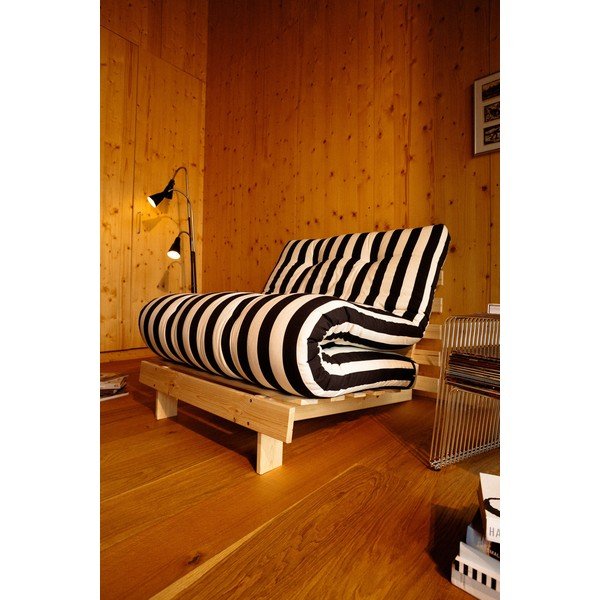 Fekete-fehér kinyitható futon-fa fotel Roots – Karup-image-3