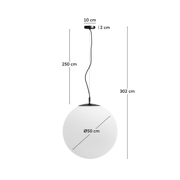 Fehér-fekete fém függőlámpa üveg búrával ø 50 cm Brisia – Kave Home-image-3