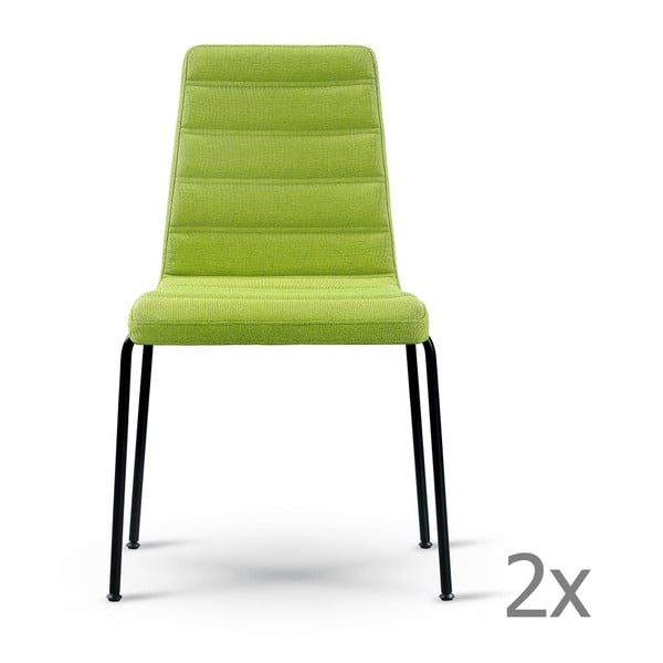 Zöld szék fekete lábakkal, 2 db - Garageeight