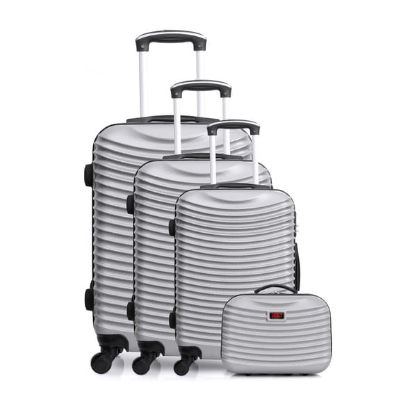 Etna-C 4 db-os ezüstszínű gurulós bőrönd szett - Hero