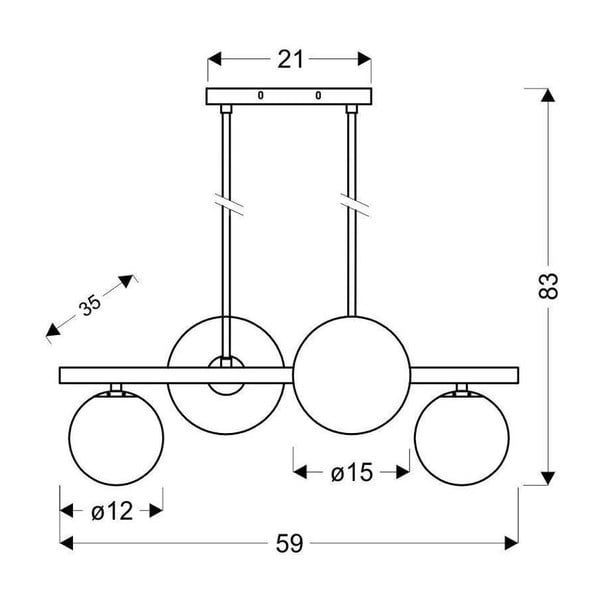Fekete függőlámpa üveg búrával 25x59 cm Kama – Candellux Lighting-image-2
