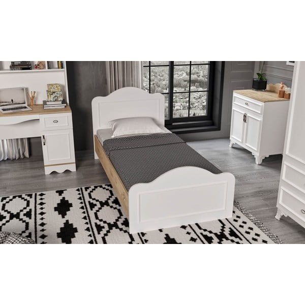 Fehér-natúr színű egyszemélyes ágy 90x190 cm Alessa – Kalune Design-image-1