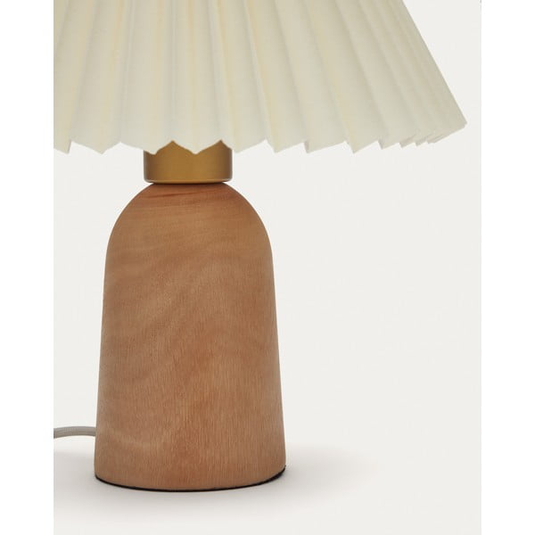 Bézs-natúr színű kaucsukfa asztali lámpa textil búrával (magasság 33 cm) Benicarlo – Kave Home-image-3