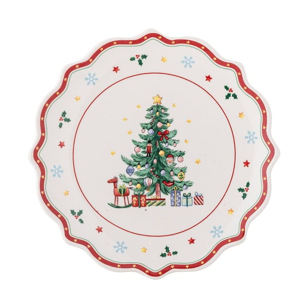 Piros-krémszínű kerámia szervírozó tányér karácsonyi mintával ø 17 cm Naive – Bloomingville