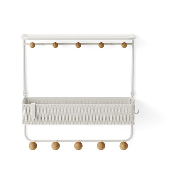 Fehér-natúr színű fém fali fogas polccal Estique – Umbra-image-4