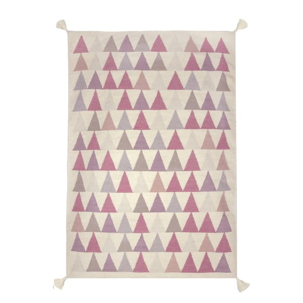 Triangles kézzel szőtt gyapjú szőnyeg rózsaszín elemekkel, 160 x 230 cm - Art for Kids