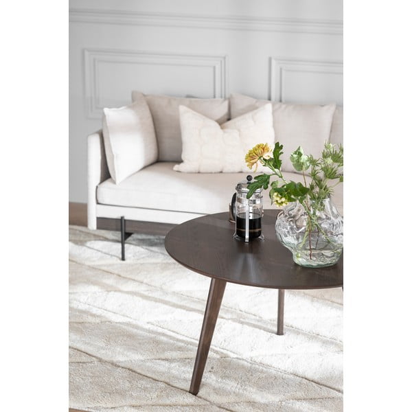 Sötétbarna dohányzóasztal tölgyfa dekorral ø 90 cm Yumi – Rowico-image-1