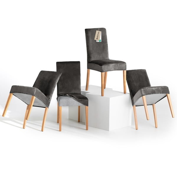 Szürke gumis szék huzat szett 4 db-os 48 cm Sento – Restilo