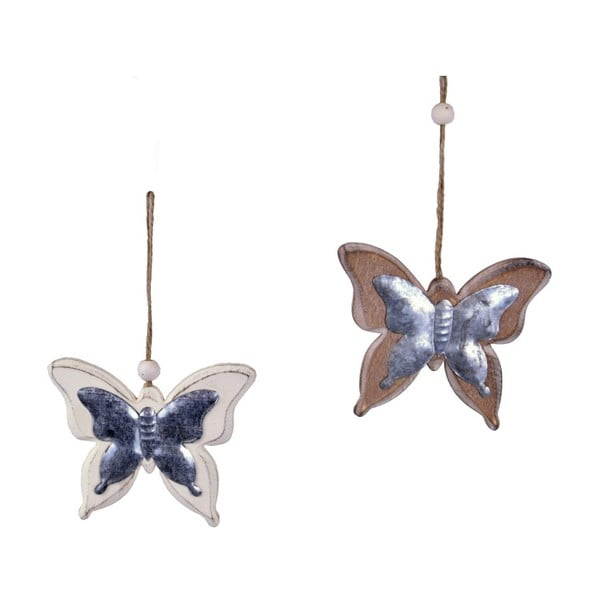 2 darabos pillangó formájú függő dekoráció szett, 11 x 9,5 cm - Ego Dekor