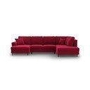 Piros bársony kinyitható tárolóhelyes sarokkanapé (jobb oldali-U alakú) Kyoto – Cosmopolitan Design