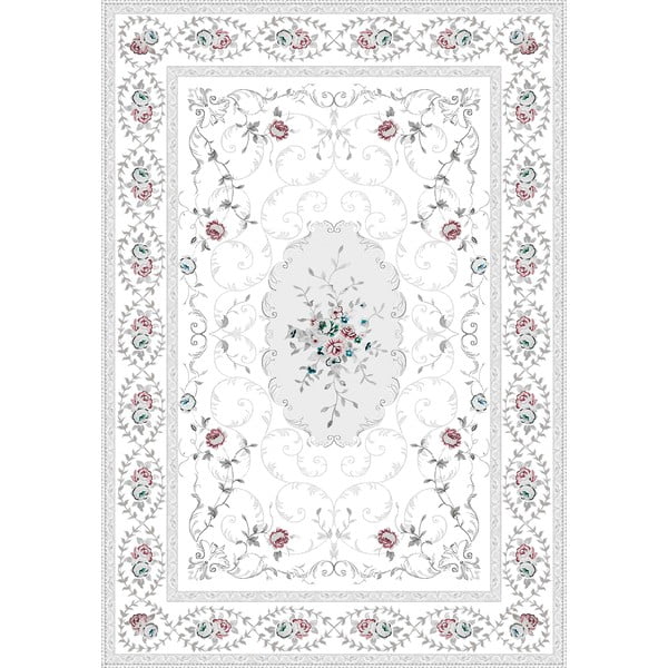 Flora fehér-szürke szőnyeg, 80 x 120 cm - Vitaus