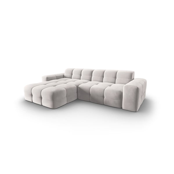 Világosszürke bársony sarokkanapé (bal oldali) Kendal – Micadoni Home-image-3