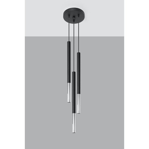 Fekete-ezüstszínű fém függőlámpa ø 20 cm Asarot – Sollux-image-3