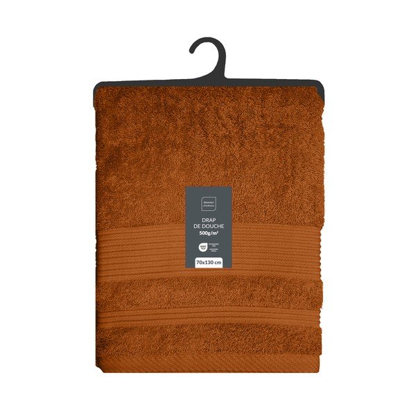 Terrakotta színű frottír pamut fürdőlepedő 70x130 cm Tendresse – douceur d'intérieur-image-4