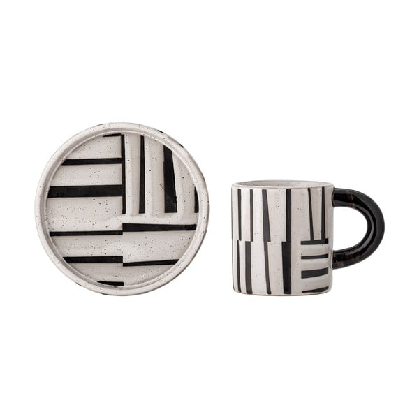 Fekete-fehér agyagkerámia csésze 300 ml Frankie – Bloomingville-image-3