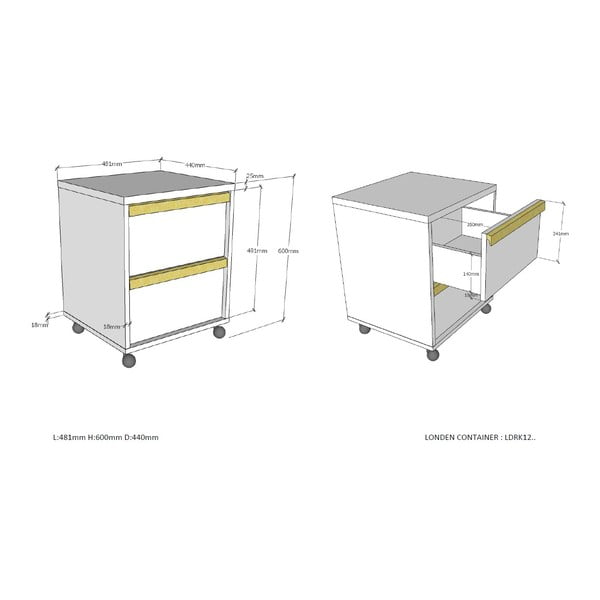 Fehér gyerek szekrény 48x60 cm London – Vipack-image-2