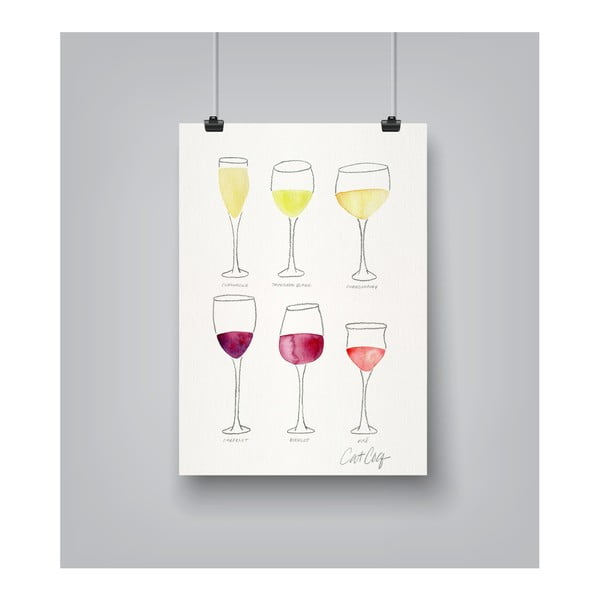 Wine Glass Collection poszter, 30 x 42 cm - Americanflat