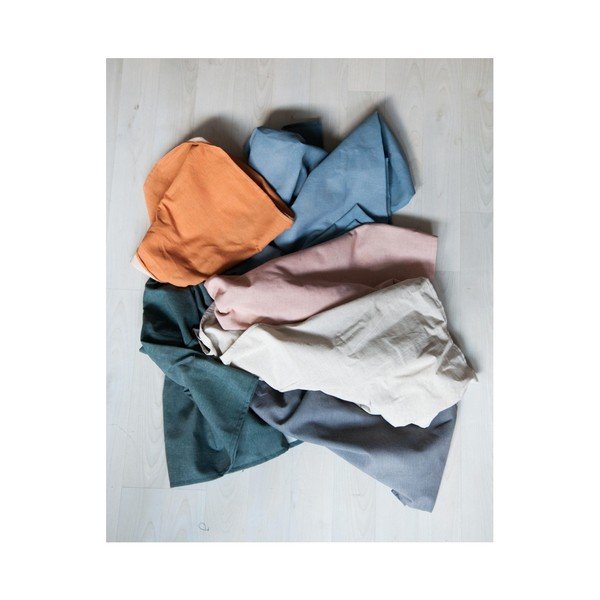 Square kék kevert len párna, 37 x 37 cm - Surdic-image-2