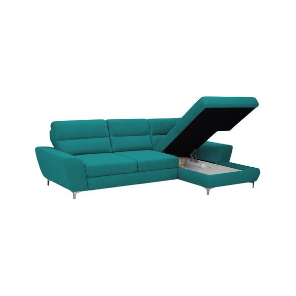 Omega türkiz kinyitható sarokkanapé, jobb oldali - Windsor & Co Sofas-image-4