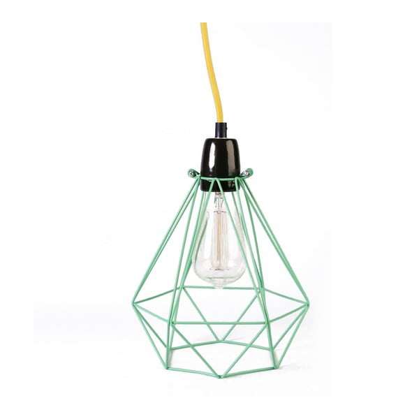 Diamond #1 lámpa zöld lámpabúrával és sárga kábellel - Filament Style