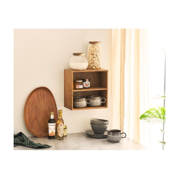 Natúr színű többszintes tölgyfa fali polc 18 cm Townsville – House Nordic-image-2