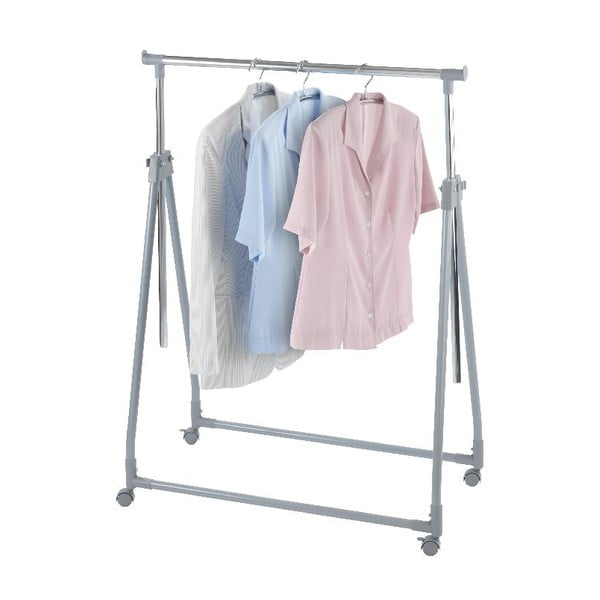 Szürke fém teleszkópos-gurulós ruhatartó állvány Foldable – Wenko-image-4