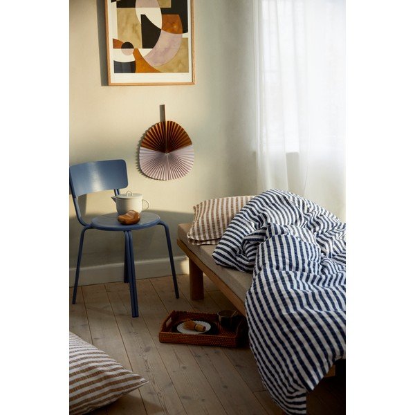 Fehér-sötétkék egyszemélyes-hosszabbított krepp ágyneműhuzat 140x220 cm Bæk&Bølge – JUNA-image-4