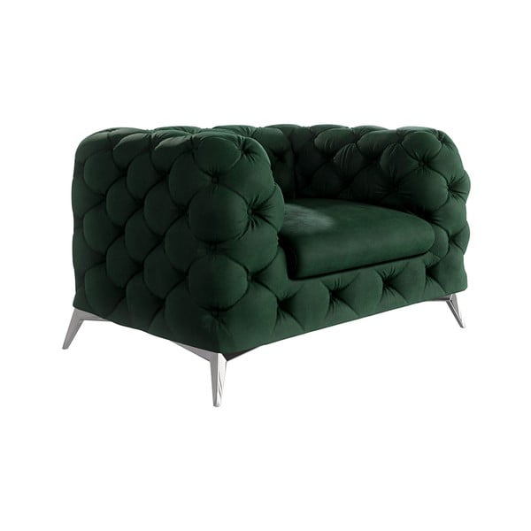 Sötétzöld bársony fotel Chelsea – Ropez