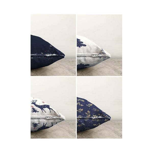 Párnahuzat szett karácsonyi mintával 4 db-os 43x43 cm Blue Christmas – Mila Home-image-2