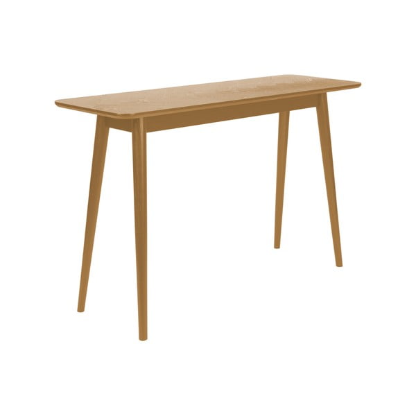Natúr színű konzolasztal tölgyfa dekoros asztallappal 40x120 cm Fabio – White Label-image-2