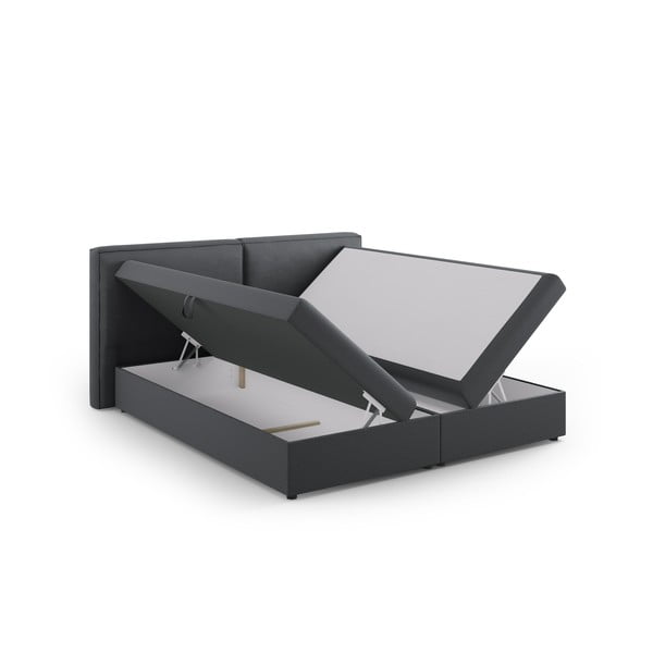 Sötétszürke ágyneműtartós boxspring ágy 160x200 cm Arendal – Cosmopolitan Design-image-3