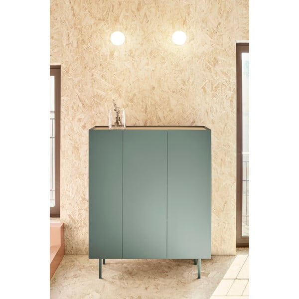 Zöld magas komód tölgyfa dekorral 95x120 cm Arista – Teulat-image-1