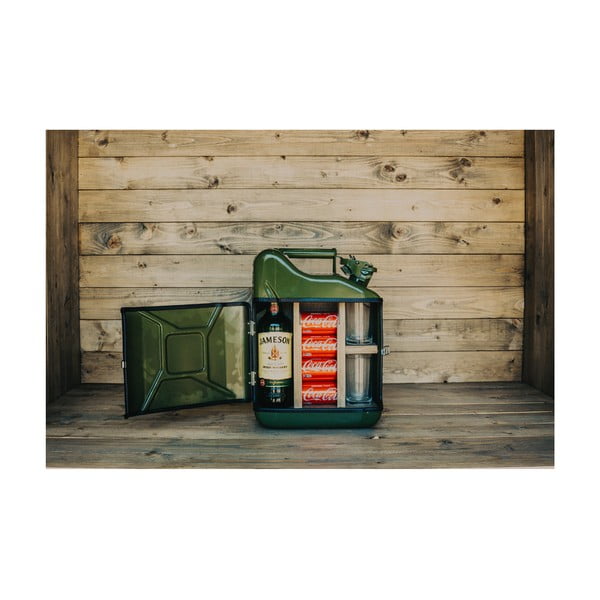 Zöld benzines kanna alakú mini bár, 2 pohárral - Designed By Man